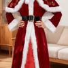Mrs. Claus Costume for Women Adult Christmas Santa Dress with White Faux Fur Trim Velvet Xmas Cosplay Outfit
