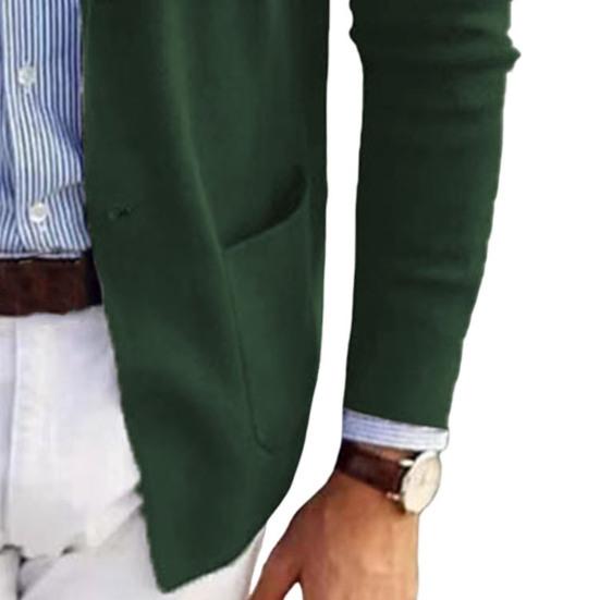 Мужской пиджак однотонный с лацканами и длинным рукавом однобортный пиджак с карманами открытый спереди деловой рабочий костюм