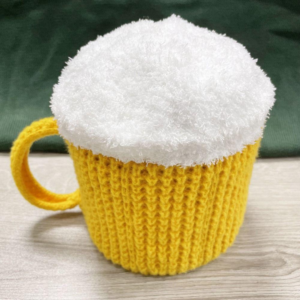 Creative 3D Beer Cup Hat Knitted Beer Cup Gloves Funny Beer Lovers Hairline Cap  Party