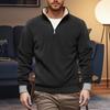Мужской повседневный однотонный пуловер со стойкой, на одну треть молнии, с длинными рукавами, мужская флисовая утолщенная теплая толстовка