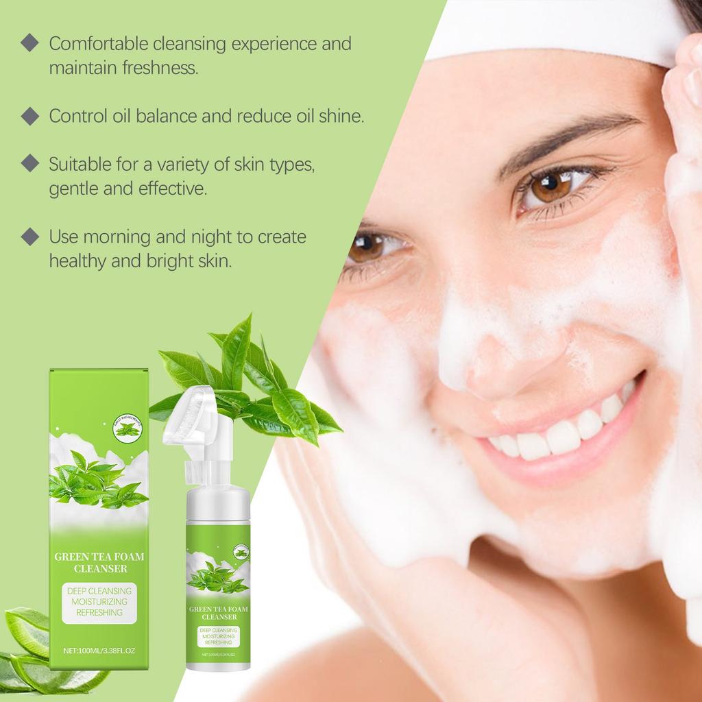 Green Tea Foam Cleanser Gently Cleanses Facial Skin  Pores And Moisturizes100ml