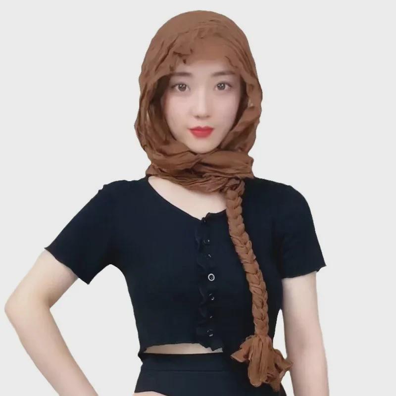 Hand-Woven Braided Headscarf for Girls - Fashionable Autumn/Winter Neck Collar & Headband