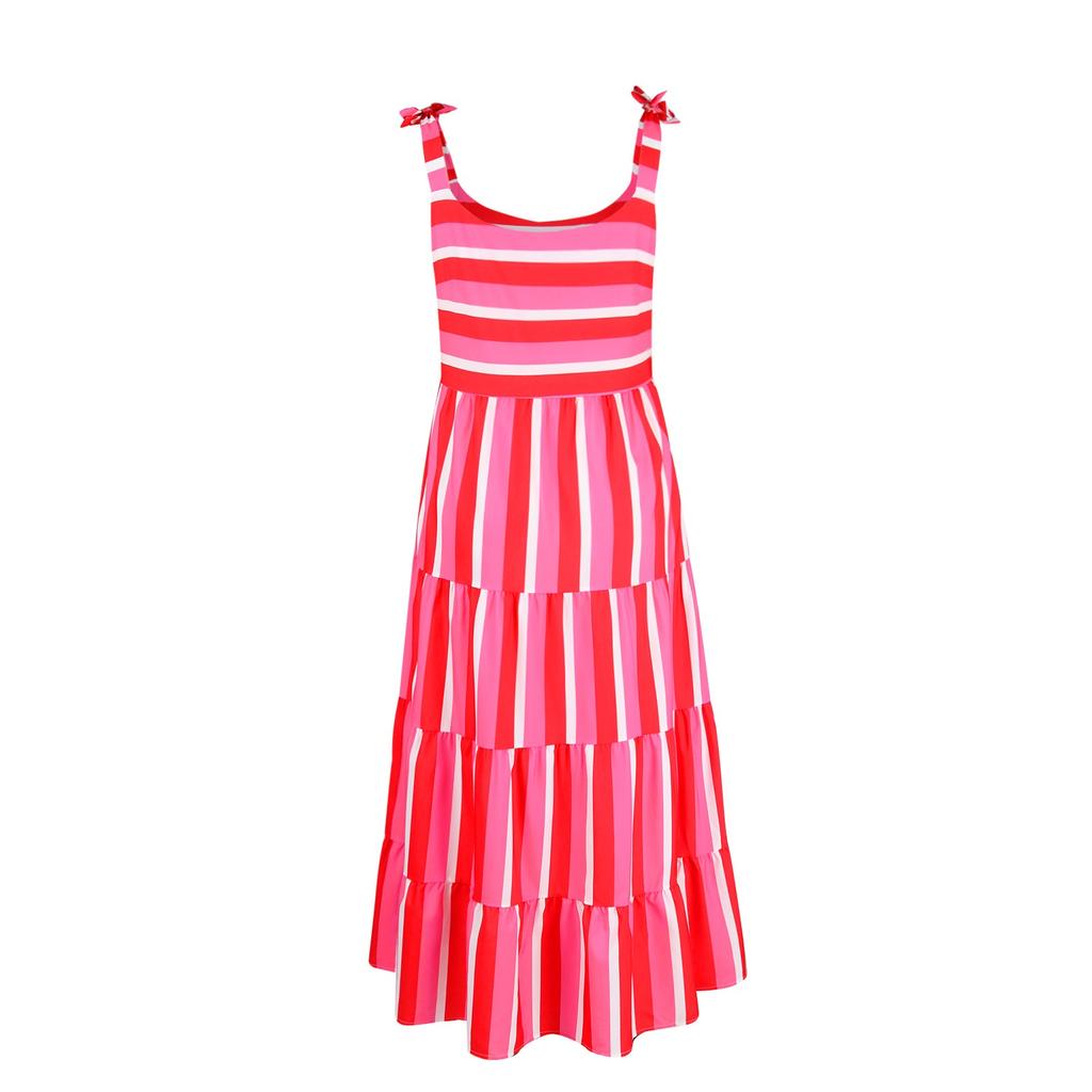 Women Dresses Summer Floral Sleeveless Maxi Dress Casual Spaghetti Strap Tiered Flowy Beach Long Dress