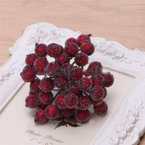 40pcs Mini Christmas Foam Frosted Fruit-Artificial Holly Berry Flower Home Decor
