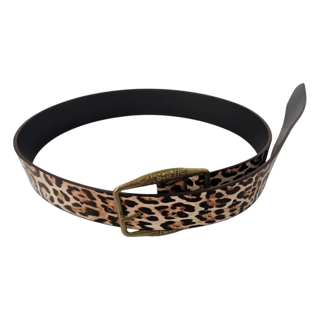 Fashion Leopard Print Belt Adjustable PU Leather Belt Trendy Unisex Waist Belt for Women and Men Accessory