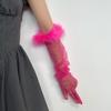 Summer Feather Gauze Thin Sunscreen Long Gloves Personality Tulle Sheer Bride Wedding Gloves Party Accessories