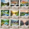 Forest Rock Mountain Natural Landscape Pattern Tapestry Home Bedroom Living Room Dormitory Wall Decor Background Cloth Tapestry
