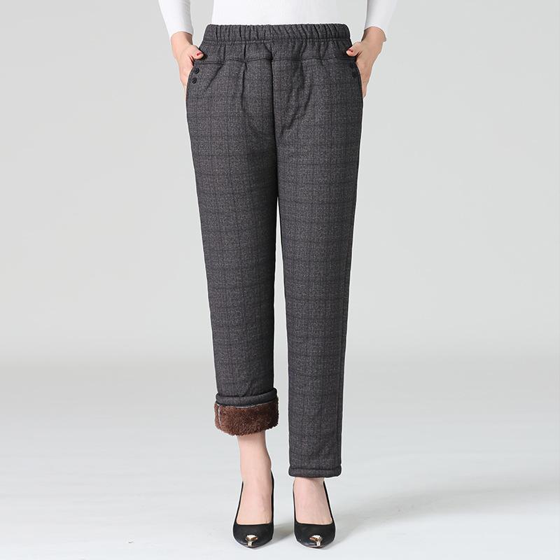 Женские осенне-зимние брюки больших размеров с подкладкой и утолщением, теплые, удобные, свободные