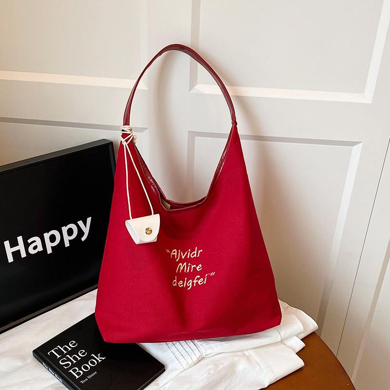 Womens Canvas Tote Bag Large Capacity With Printed Design Soft Material For Street Fashion Daily Carry