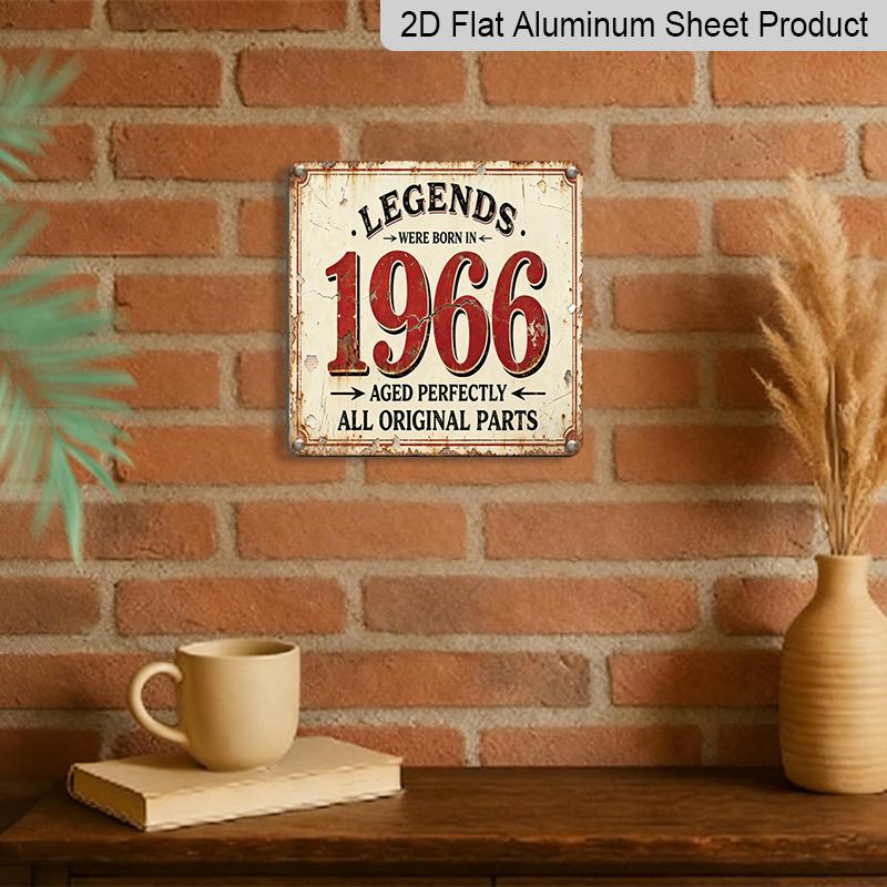 2D Flat 1pc, Retro Metal Aluminum Sign, Legendary 1966 Sign, Christmas Gift, Steampunk Style, Gift for Parents and Partners, Suitable for Garden