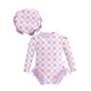 Baby Girl Rash Guard Swimsuit 3 6 12 18 24 Months Long Sleeve Floral/Ice Cream Print Bathing Suit Infant Swimwear with Sun Hat