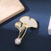 Ginkgo Biloba Pearl Brooch, High-end Women's Exquisite Niche Design, Corsage Pin, Holiday Gift, High-end