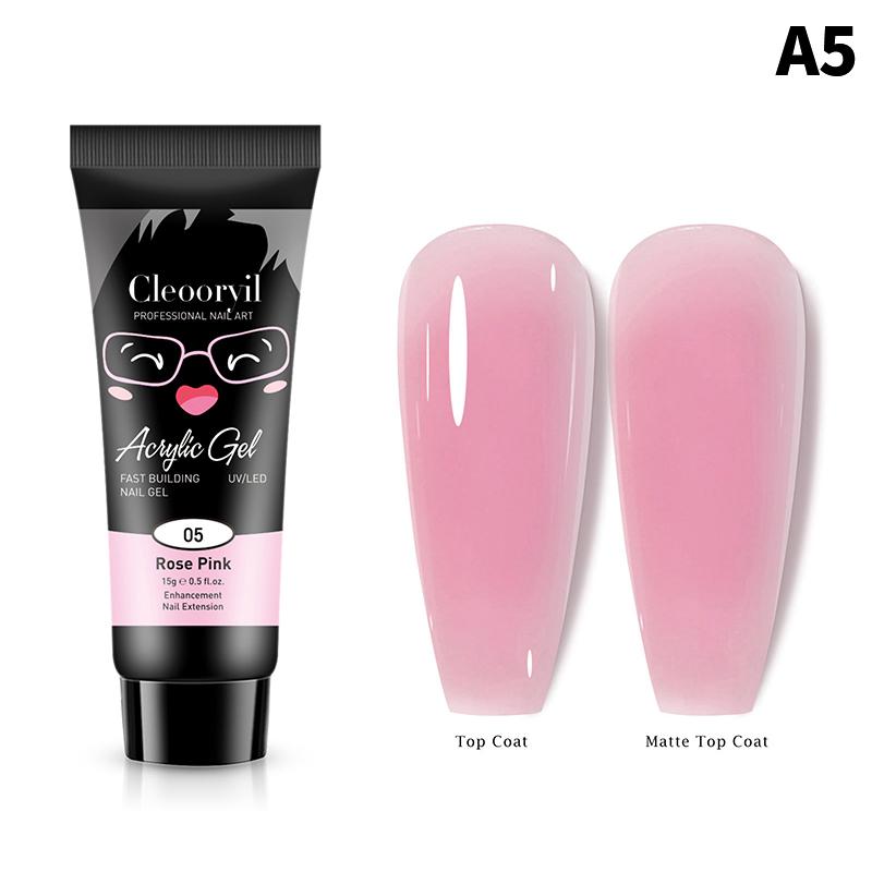 15 мл Многоцветный Поли Гель Лак Акриловый Клей для Наращивания Профессиональный Полуперманентный Резина Арт Клей для Ногтей