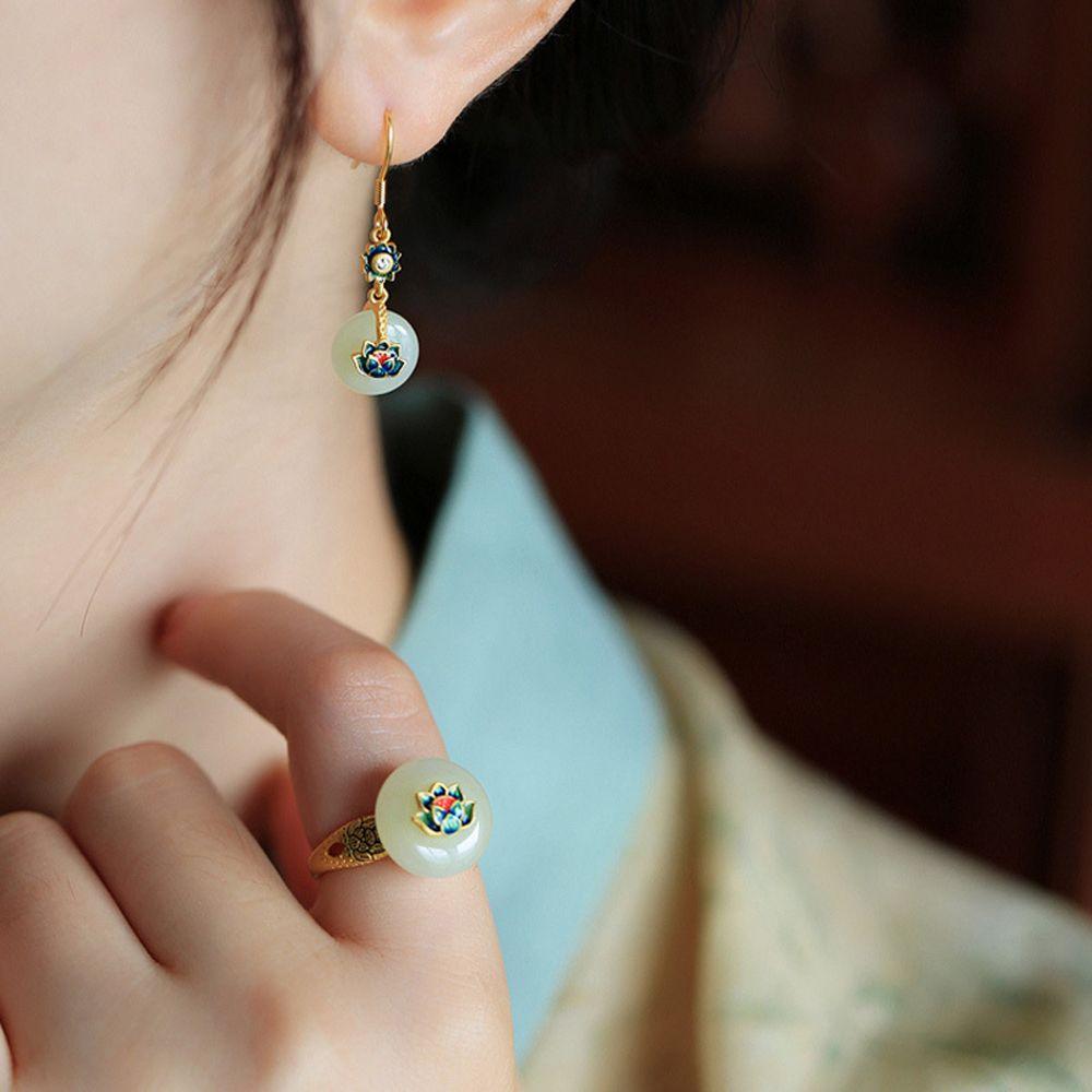 fashion Party Jewelry For Girl Trendy Adjustable Chinese Style Ring Lotus Ancient Ring