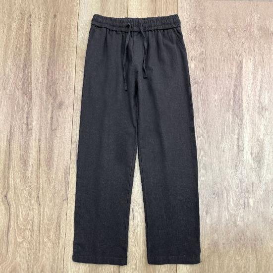 Men Long Pants Adjustable Drawstring Elastic Waist Casual Trousers with Pockets Solid Color Versatile Casual Wear