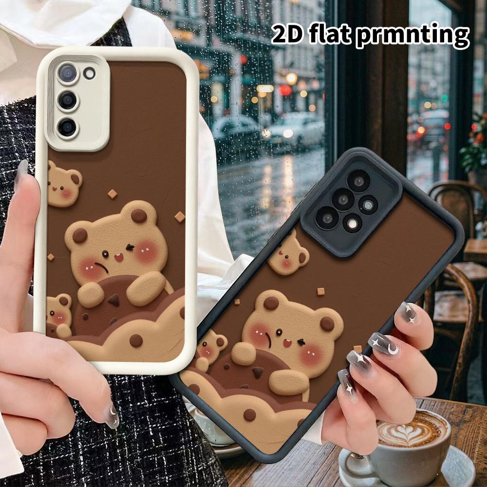 Phone case: 2D flat Samsung Galaxy A34 A35 M05 M06 S20 S22 S21 FE Plus 5G protective case, cookie bear, perfect Christmas and Halloween holiday gift