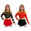 Girls Circus Ringmaster Costume Long Sleeve Keyhole Back Fringe Epaulet Jumpsuit Performance Bodysuit