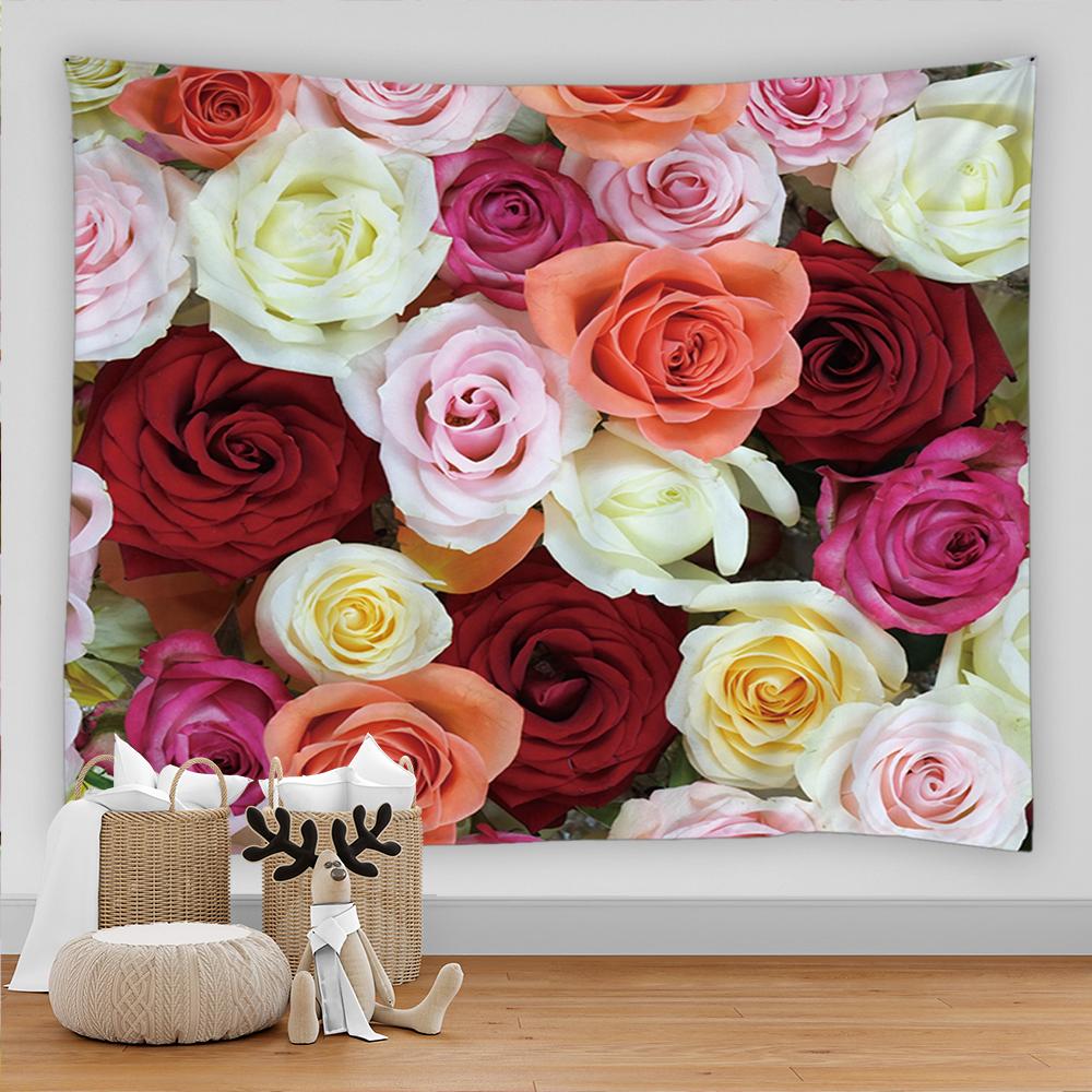 Peony Flower Tapestry Kawaii Wall Decor Home Bedroom Background Art Room Decor Carpet Living Room Tapestry