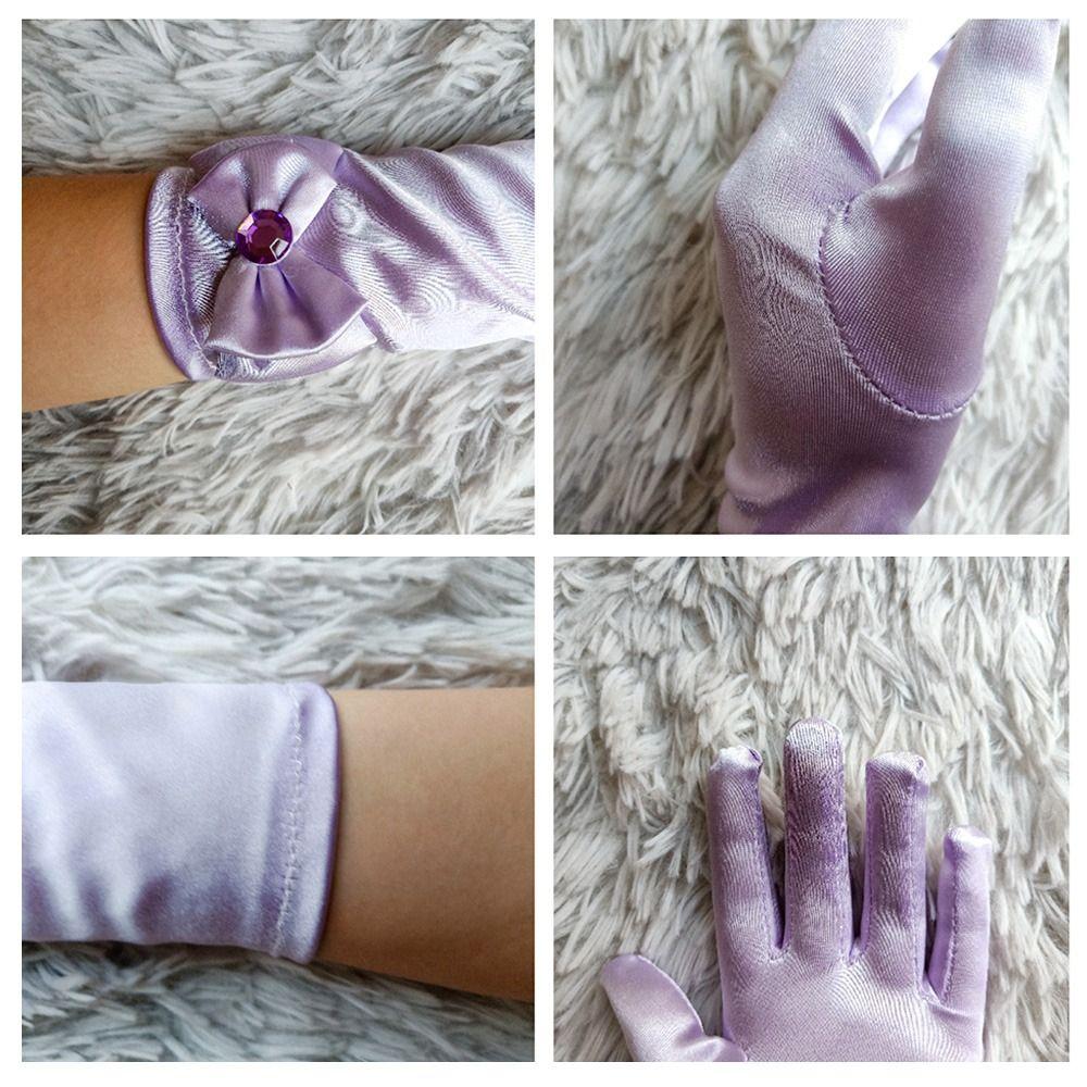 Wear Satin Sequins Stage Gloves Full Finger Mittens Princess Skirt Accessories Children Long Gloves