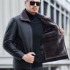 Leather Down Jacket Men's Jacket Short Lapel Fur Integrated Thickened Leather Jacket Casual Trend