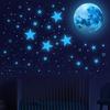 Glow-in-The-Dark Stars Moon Wall Stickers Easy To Install Realistic Create Romantic Atmosphere Luminous Wall Decals