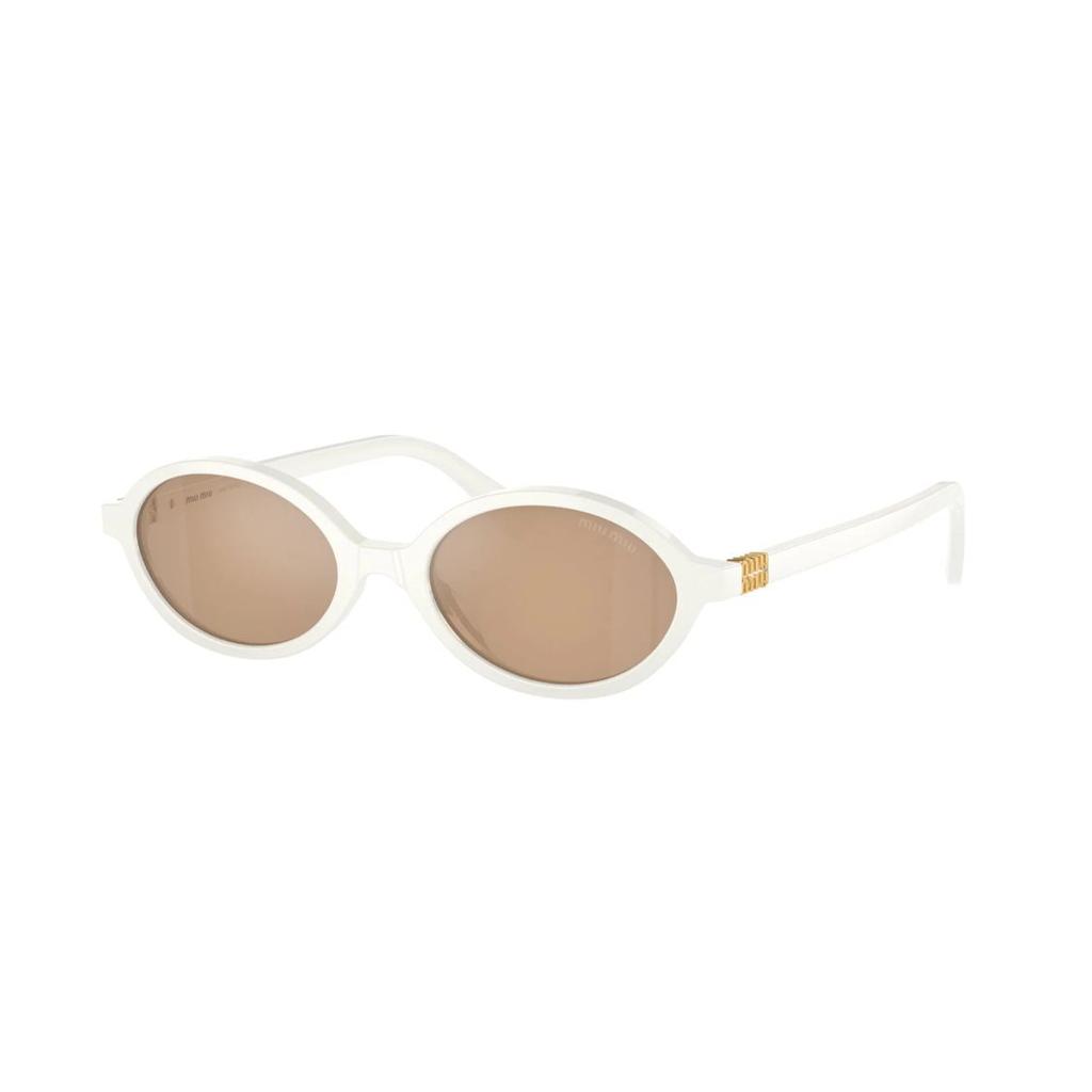 Miu Miu Oval Frame Sunglasses With Patterned Temples Women sunglasses White SMU04Z1420D