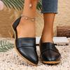 2025 Summer New Fashion Leather Women's Shoes Casual Large Size 43 Pointed Toe Thick Heel Shoes Platform Heels Zapatos De Mujer