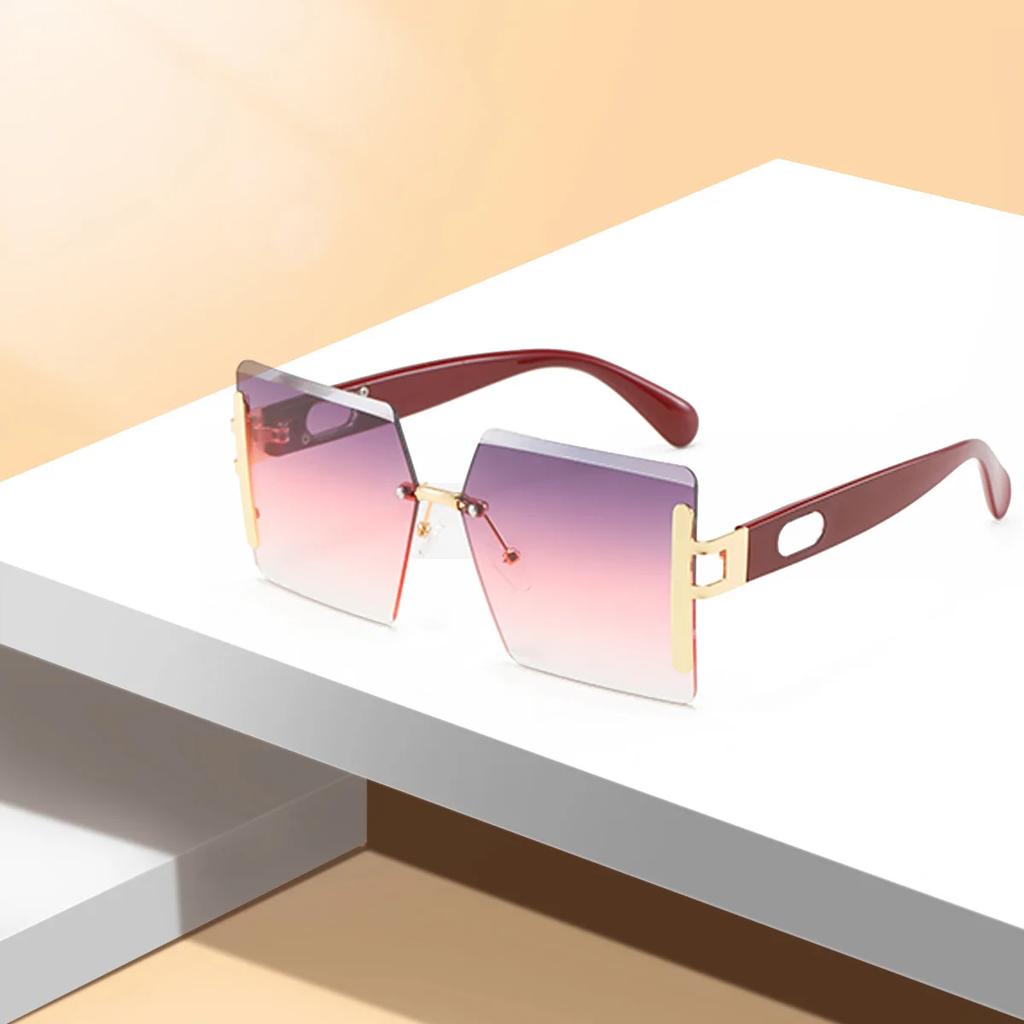 Rimless Sunglasses Big Sunglasses Men Square Shades Brand Designer Unisex Sun Glasses Black Lense Male Female Sunglasses Uv400