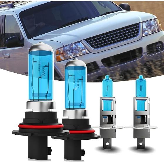 Галогенные фары подходят для Ford Explorer 2002-2005, лампы фар, 9005/HB3/H10 дальний свет + 9006/HB4 ближний свет + 9145/9140 противотуманные фары, комплект, подключи и