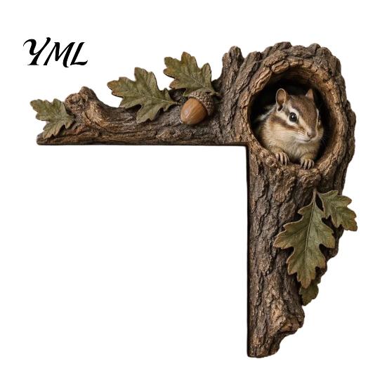 Decorative Accents for Reading Nooks Chipmunk Tree Door Topper, Squirrel Owl Wooden Frame Sign, Funny Whimsical Woodland Decor Animals Corner