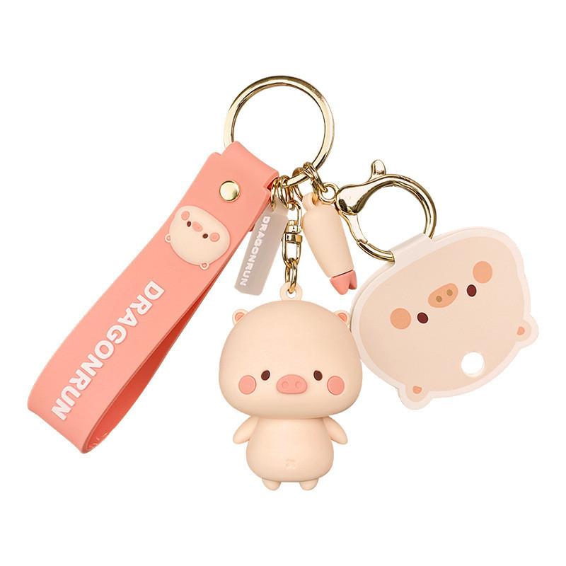 Adorable Cartoon Pig Keychain Cute And Creative Soft Rubber Key Accessory For Bags And Cars