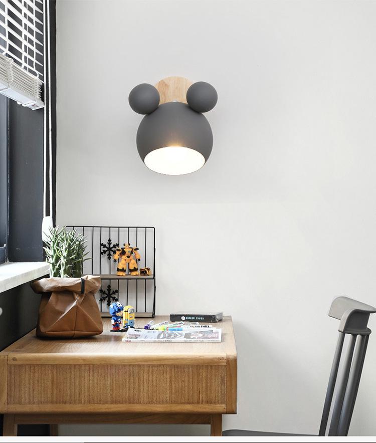 Скандинавский настенный светильник Микки: Милый дизайн макарон для детской спальни или прикроватной тумбочки, стиль освещения старинного города