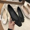 Champagne Bow Square Head Light Mouth Flat Sole Shoes Women's Spring 2025 New Gentle Satin Grandma Shoes