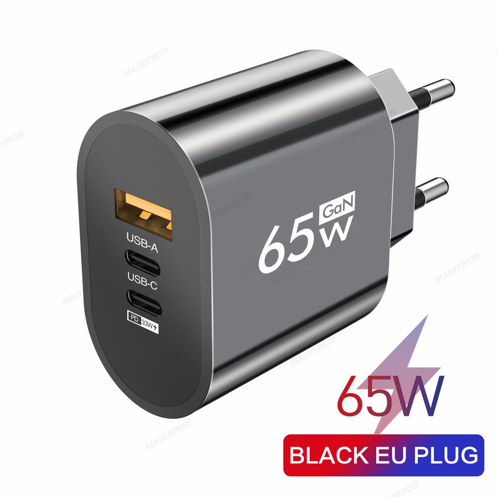 GaN USB Type C Charger 65W PD Fast Charge Adapter Mobile Phone Quick Charger For iPhone Samsung Xiaomi Wall Charger Plug