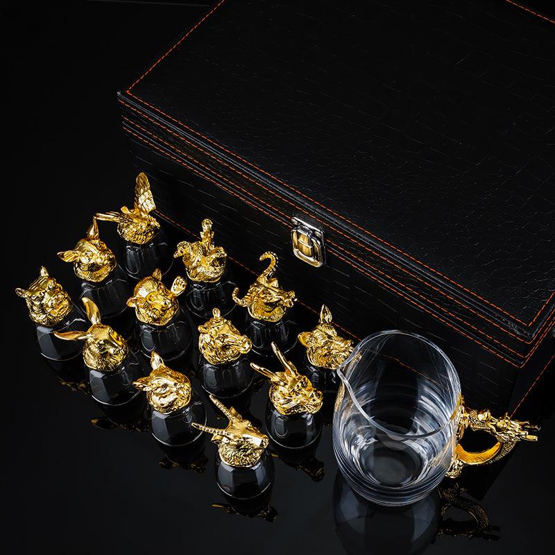 Бокал для ликера «Двенадцать знаков зодиака» Китайский ретро набор для вина Китайская посуда для байцзю Многоразовый и многофункциональный Идеально для подарка