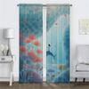 The Whale At the Bottom of the Sea Kitchen Curtains for Camera Partition Blackout Curtain for Room 2 Panel Shades Living Elegant