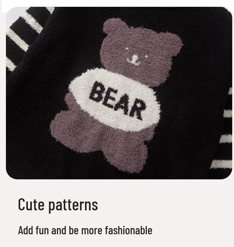 Полосатый мультяшный пижамный комплект для мальчиков на осень/зиму: Мягкий, Плотный и Пушистый Двухпредметный