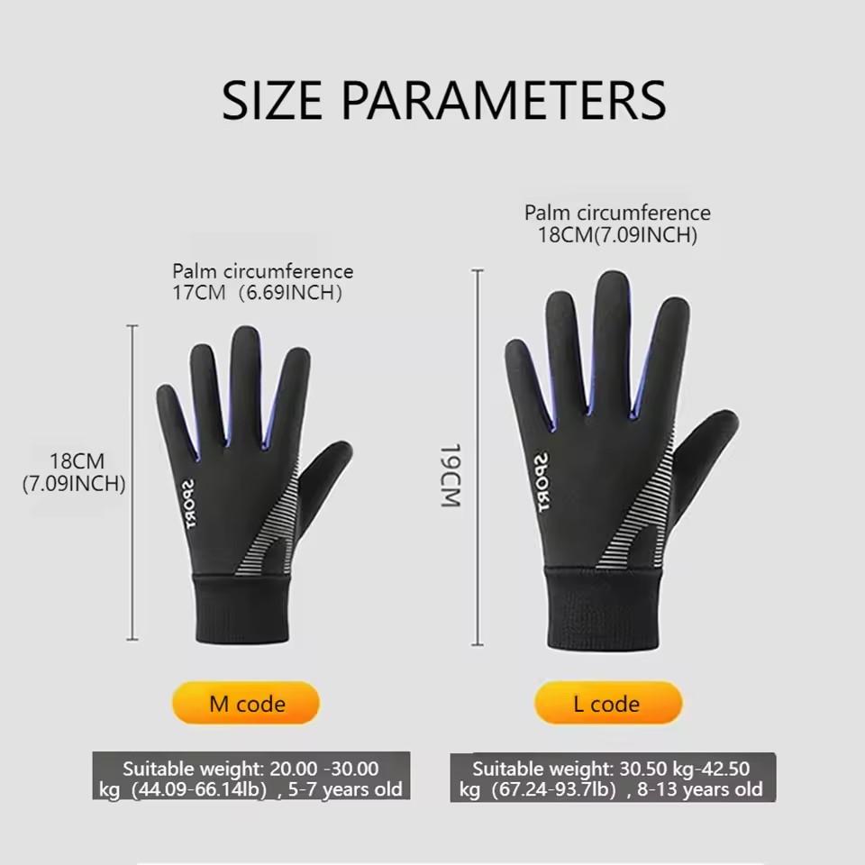 Children's Velvet Warm Gloves Outdoor Skiing Sports Non Slip Full Finger Gloves Inner Velvet Skin Friendly Elastic Wrist Gloves