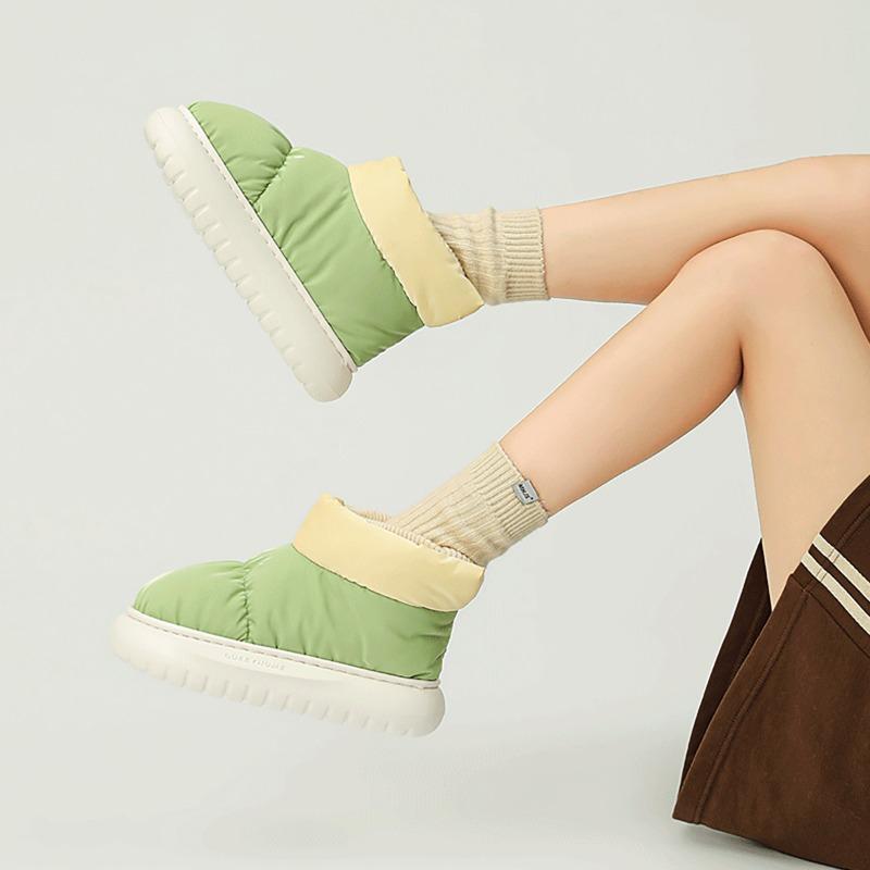 Водонепроницаемые хлопковые тапочки женские осенне-зимние для улицы флисовый термомешок и толстоподошвенные сноубутсы пуховые хлопковые туфли женские зимние