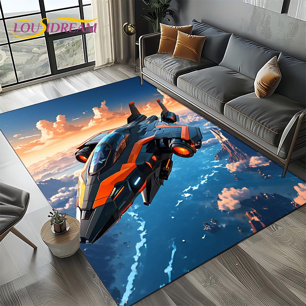 3D Космический Спитфайр Самолет ВВС Реактивный Истребитель Мультяшный Ковер Коврик для Гостиной Спальни Дивана Украшение, Нескользящий Напольный Коврик