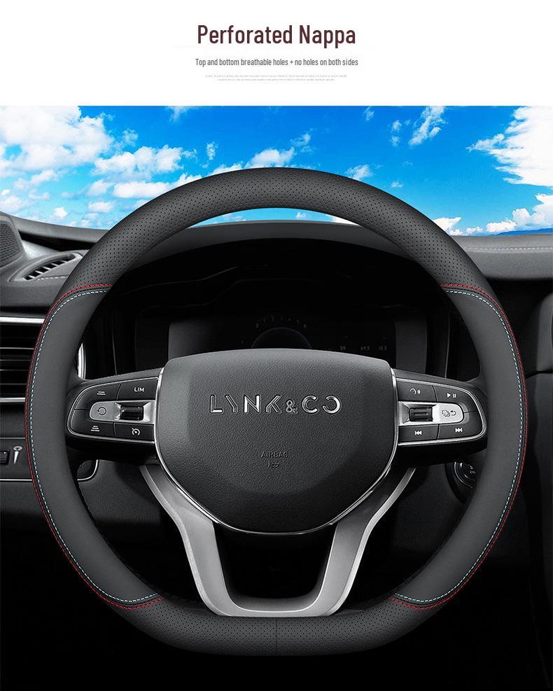 Чехол на руль из натуральной кожи для моделей Lynk & Co 01, 02, 03, 03+, 05, 06 и автомобилей на новых источниках энергии