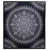 Double Cotton Bedspread Wall Hanging - Black White Lotus
