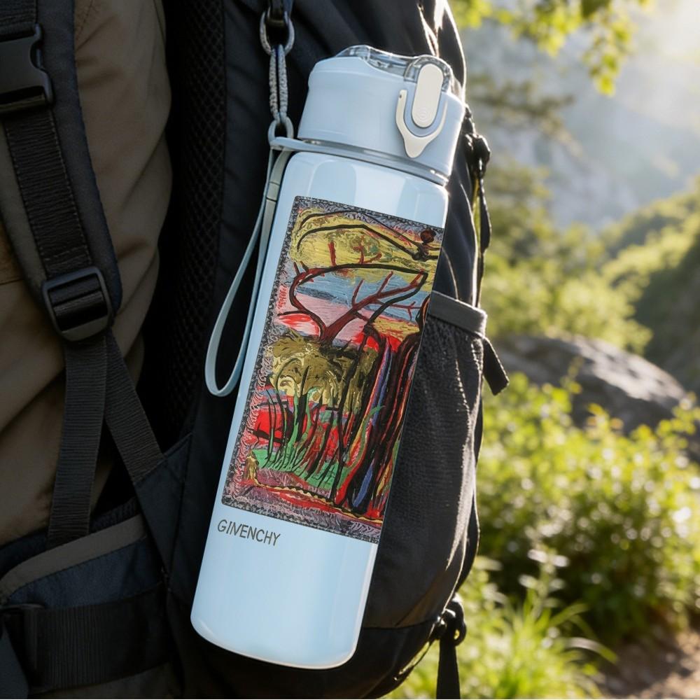 1PC Colorful Pattern A B 750ml sports water bottle leakproof straw lid outdoor office home