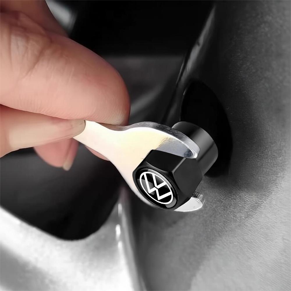 CAT1 Volkswagen Golf Rline Polo GTI R Badge 4Pcs Metal Car Wheel Tire Valve Caps Cover Accessories for VW Jetta Touareg CC Passat MK7