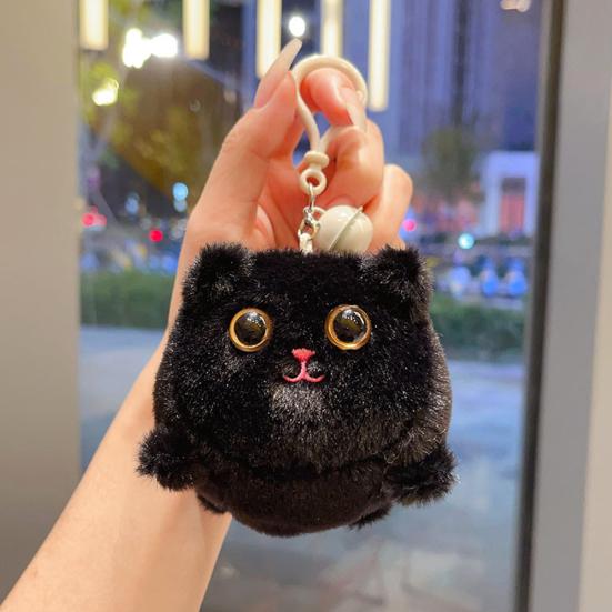 Кошка плюшевая игрушка брелок веревочный привод дизайн кошка кулон для детей любителей кошек колокольчик звук многоцелевое украшение кукла для сумок ключи автомобиль комната