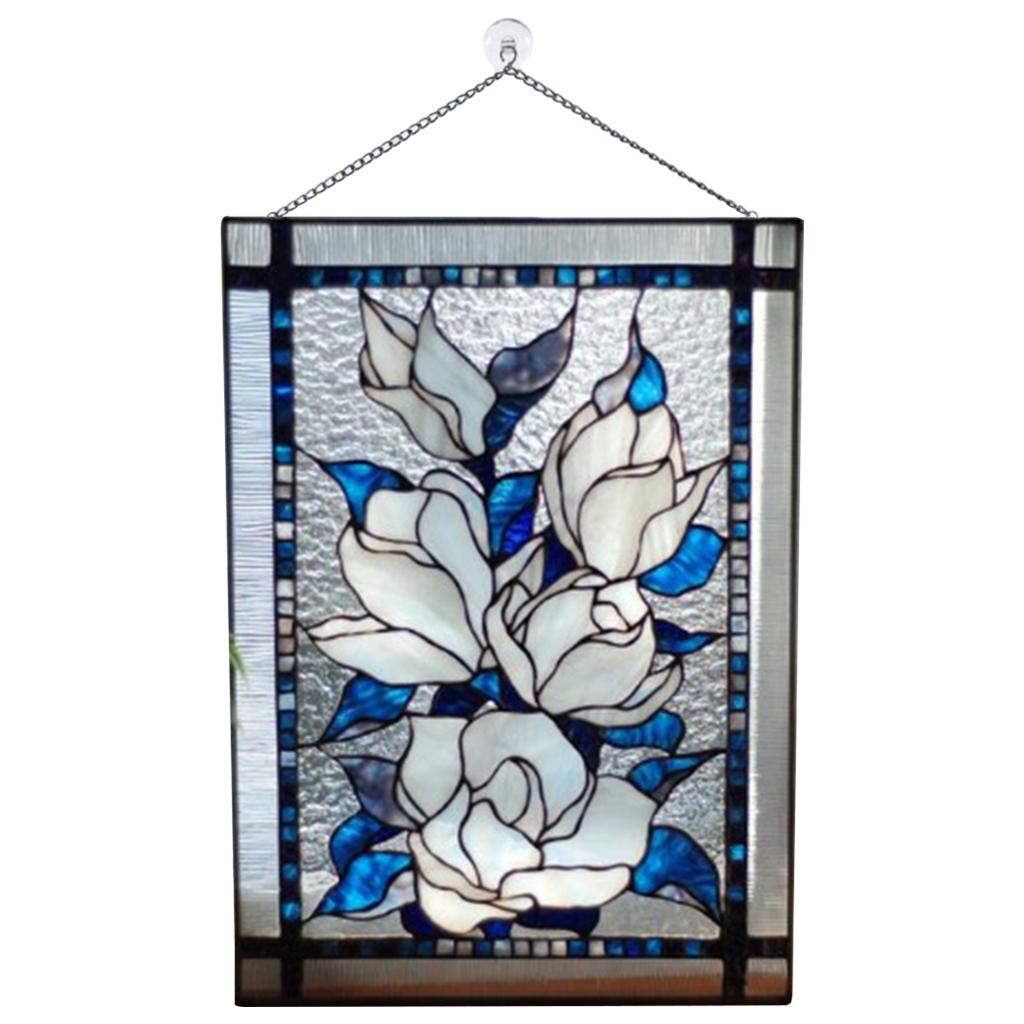 Stained Glass Window Stained Glass Window Hangings Panel Gorgeous Flowers with Chain Stainglass Window Decors Wall Art Flowers