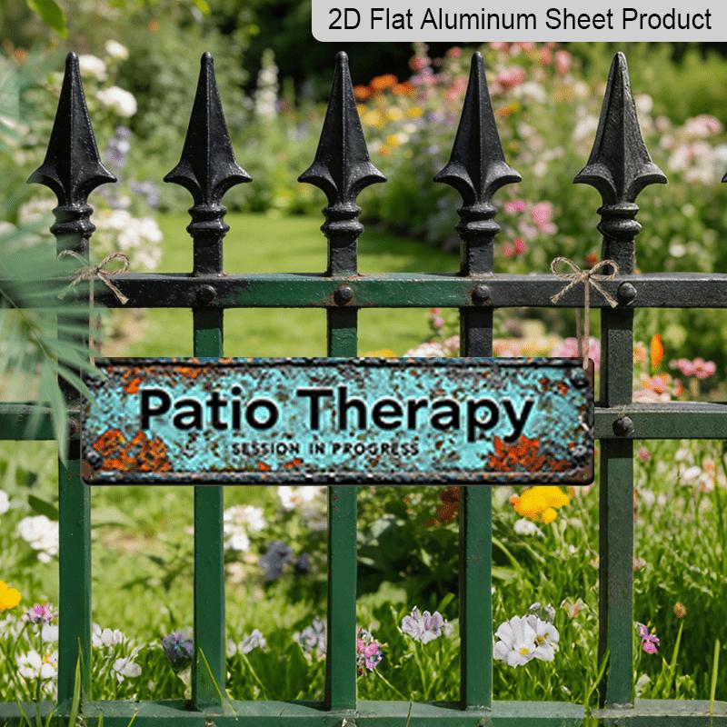 2D Flat, 1pc, "Patio Therapy" Metal Sign, Aluminum Decorative Sign, Novelty Street Sign, Home Decor, Room Decor, Wall Decor, Restaurant Decor, Bar