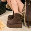 Женские зимние ботинки на плоской подошве, замшевые туфли на платформе и высоком каблуке, брендовая повседневная обувь из хлопка, зимняя мода 2025 года, готические удобные ботинки Mujer