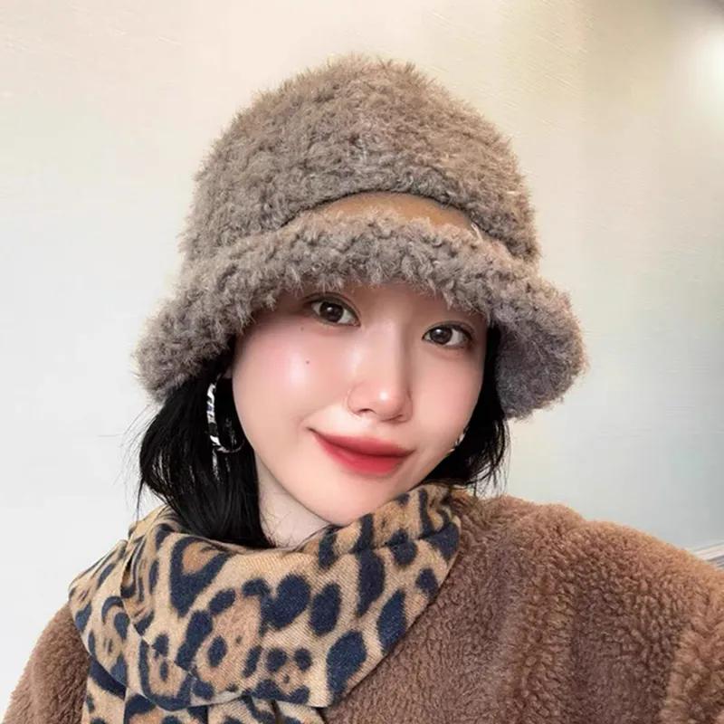 WTEMPO Windproof Cold-proof Belt Hats Women's Autumn Winter Casual Versatile Plush Hats Retro Elegant Warm Thickened Solid Color Hats