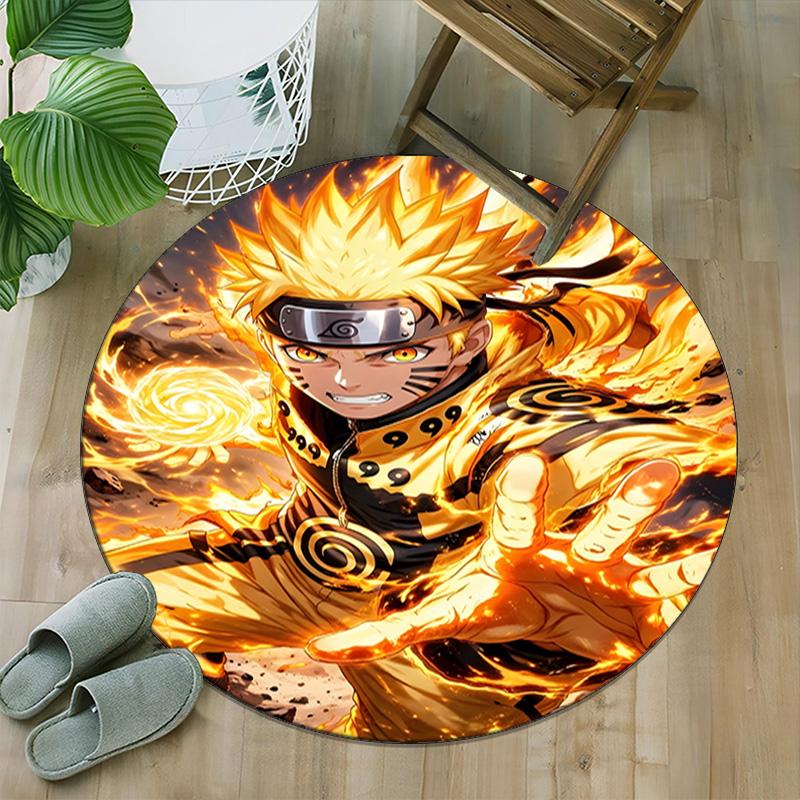 1pc Naruto Carpet, Round Rug, Comfortable, Suitable for Entryways, Living Rooms, Office, And Bedrooms, Christmas Decoration
